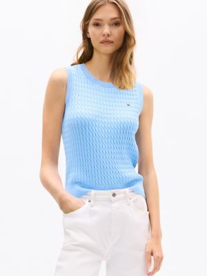 Cable Knit Sweater Vest, Vessel Blue