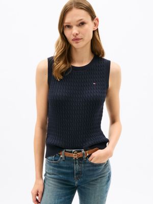 Cable Knit Sweater Vest, Navy