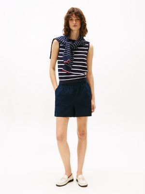 Cotton-Linen Blend Pull-On Short, Navy