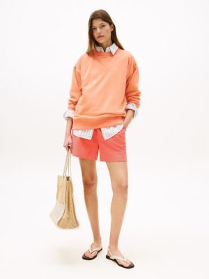 Cotton-Linen Blend Pull-On Short, Peach Dusk