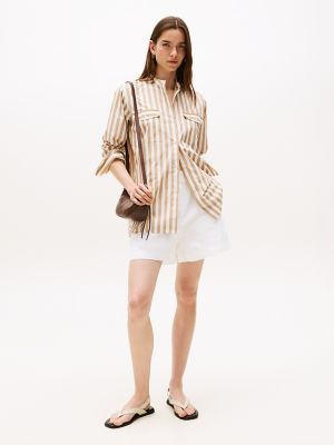 Cotton-Linen Blend Pull-On Short, Optic White