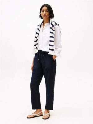Linen-Blend Pull-On Pant, Navy / Calico