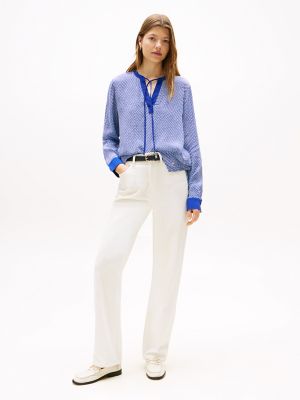 Cobblestone Print V-Neck Pullover, Anchor Blue Multi