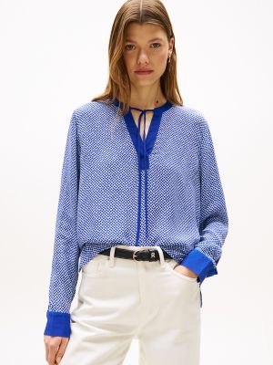 Cobblestone Print V-Neck Pullover, Anchor Blue Multi