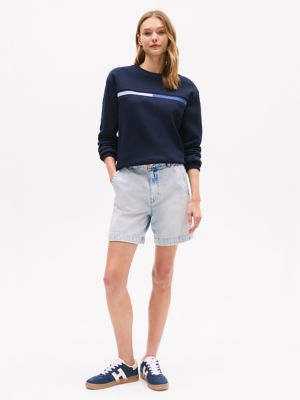 Flag Logo Crewneck Sweatshirt, Navy