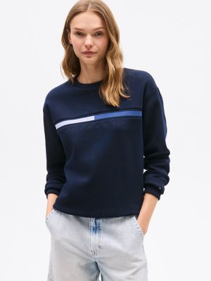 Flag Logo Crewneck Sweatshirt, Navy