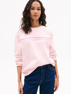 Flag Logo Crewneck Sweatshirt, Light Pink