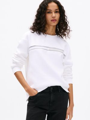 Flag Logo Crewneck Sweatshirt, Optic White