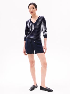 Stripe V-Neck Sweater, Navy Stripe