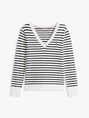 Женские свитеры Tommy Hilfiger Striped V-Neck Sweater — фото 5