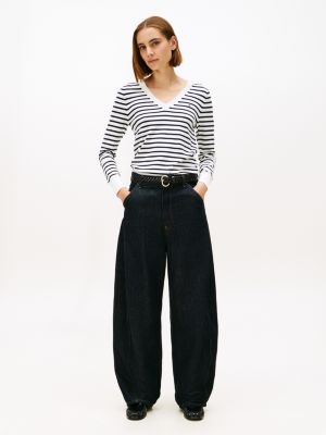 Женские свитеры Tommy Hilfiger Striped V-Neck Sweater — фото 3