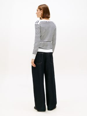 Женские свитеры Tommy Hilfiger Striped V-Neck Sweater — фото 4