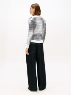 Striped V-Neck Sweater — Ecru 4