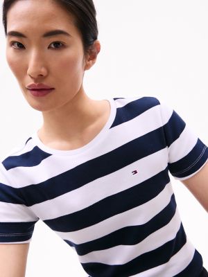 Rugby Stripe Crewneck T-Shirt, Navy Stripe