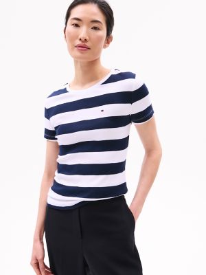 Rugby Stripe Crewneck T-Shirt, Navy