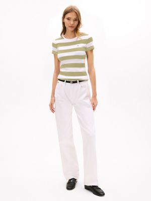 Rugby Stripe Crewneck T-Shirt, Faded Olive