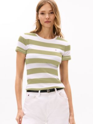 Rugby Stripe Crewneck T-Shirt, Faded Olive