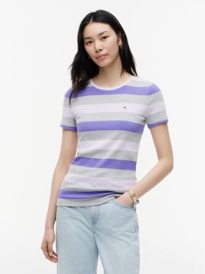 Rugby Stripe Crewneck T-Shirt, Noble Orchid