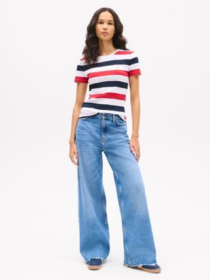 Multicolor Rugby Stripe T-Shirt, Primary Red / White Stripe