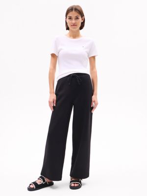 Scuba Knit Wide-Leg Sweatpant, Black