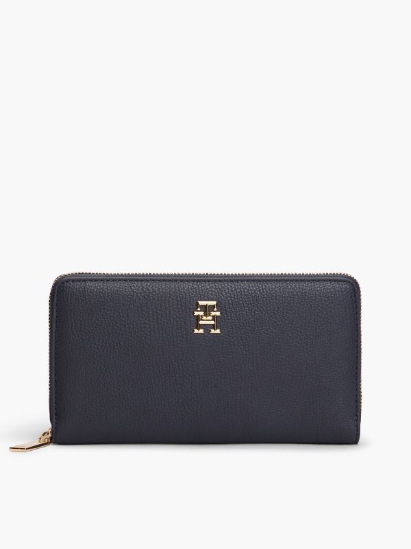 Monogram Zip Wallet — Tommy Navy