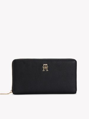 Monogram Zip Wallet, Black