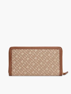 Женский кошелёк Tommy Hilfiger Monogram Jacquard Zip Wallet, цвет: Бежевый — фото 5