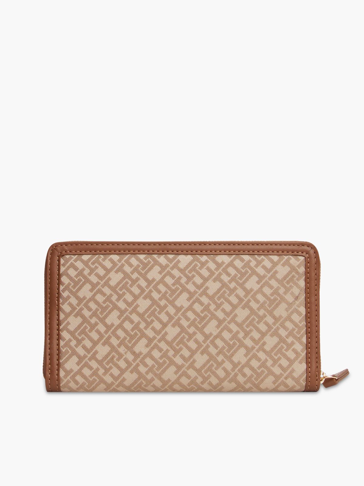 Monogram Jacquard Zip Wallet — Classic Beige / Beige