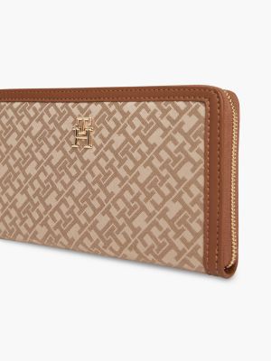 Женский кошелёк Tommy Hilfiger Monogram Jacquard Zip Wallet, цвет: Бежевый — фото 6