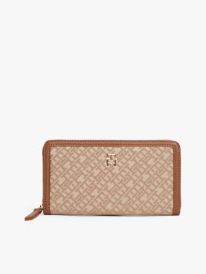 Monogram Jacquard Zip Wallet, Classic Beige / Beige
