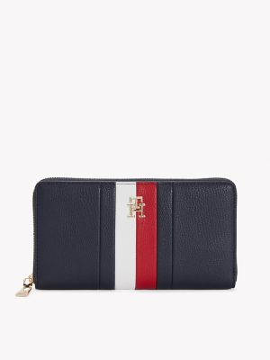 Signature Stripe Zip Wallet, Tommy Navy