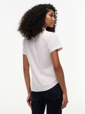 Женские рубашки Tommy Hilfiger Short-Sleeve Oxford Shirt — фото 4