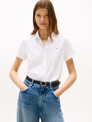 Short-Sleeve Oxford Shirt, White