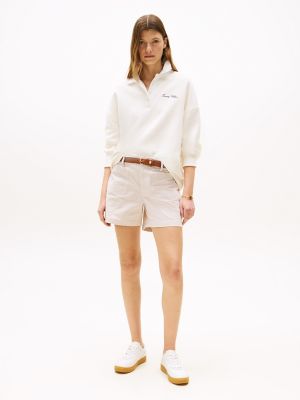 Stripe Patch Pocket Classic 5" Short, Beige Stripe