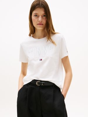 T-shirt multicolore à logo Tommy, écru