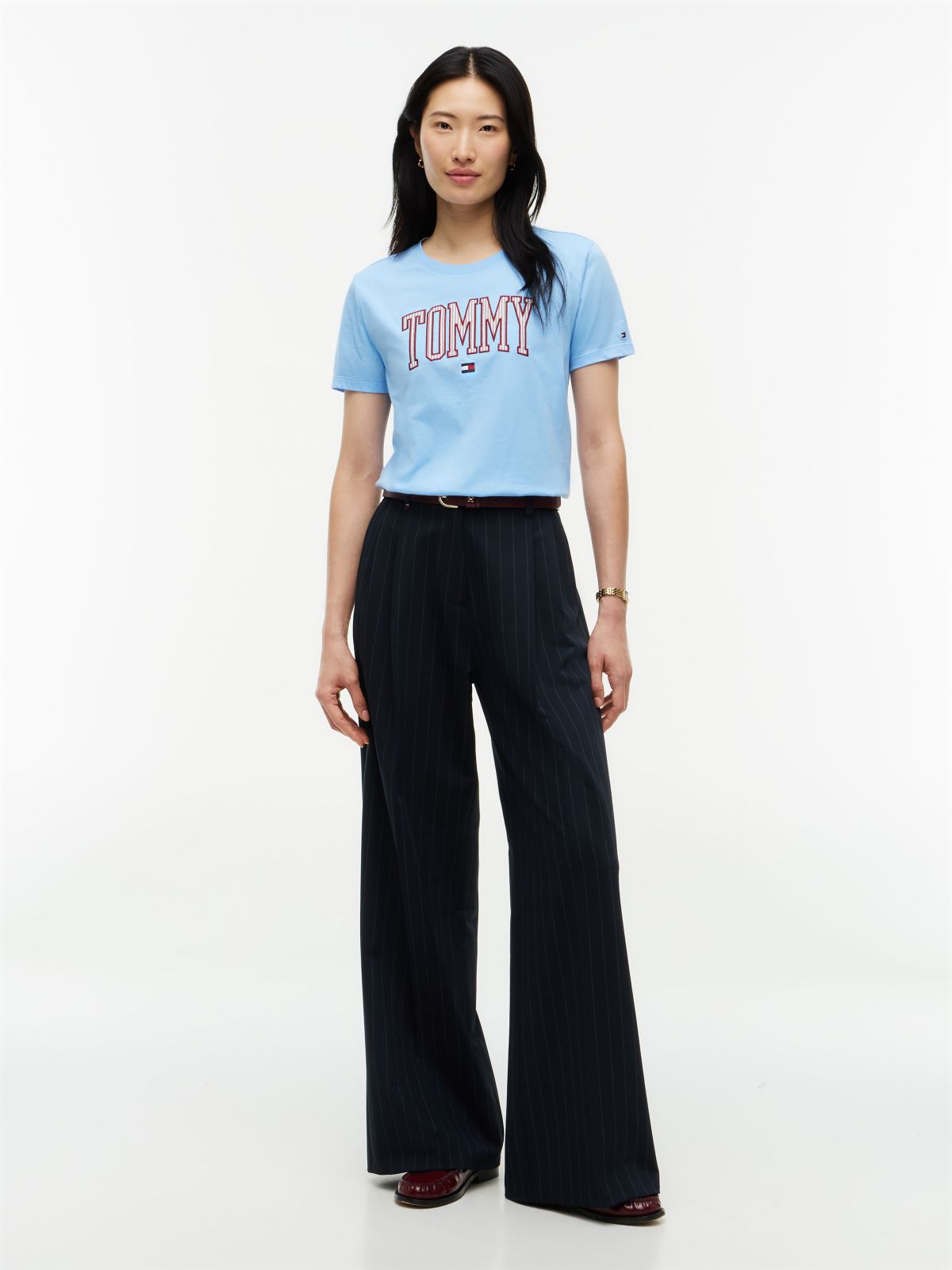 Ithaca Stripe Tommy Logo T-Shirt — Vessel Blue