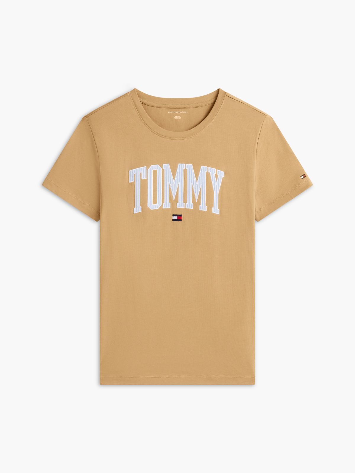Ithaca Stripe Tommy Logo T-Shirt — Classic Khaki
