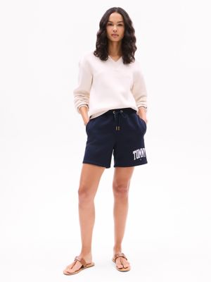 Ithaca Stripe Tommy Logo Sweatshort, Navy