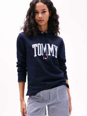 Ithaca Stripe Tommy Logo Hoodie, Navy