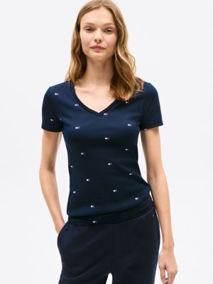 Allover Flag V-Neck Favorite T-Shirt, Navy
