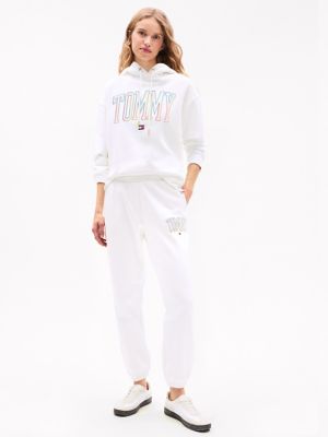 Embroidered Multicolor Logo Sweatpant, Ecru