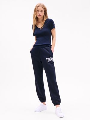 Ithaca Stripe Tommy Logo Sweatpant, Navy