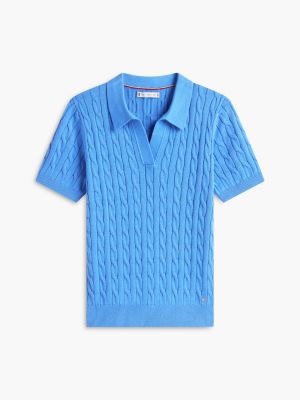 Женские свитеры Tommy Hilfiger Short-Sleeve Cable Knit Sweater Polo — фото 5