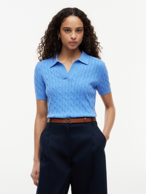 Женские свитеры Tommy Hilfiger Short-Sleeve Cable Knit Sweater Polo