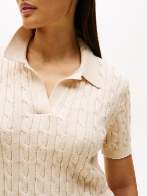 Short-Sleeve Cable Knit Sweater Polo | Tommy Hilfiger