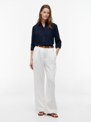 Женские рубашки Tommy Hilfiger Relaxed Fit Linen-Blend Shirt — фото 2