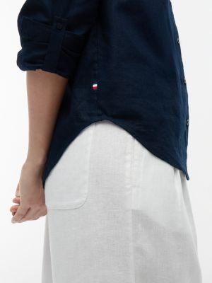 Женские рубашки Tommy Hilfiger Relaxed Fit Linen-Blend Shirt — фото 3