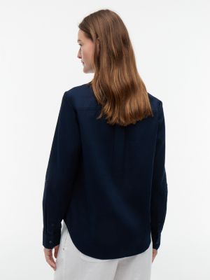 Женские рубашки Tommy Hilfiger Relaxed Fit Linen-Blend Shirt — фото 4