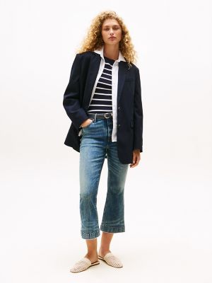 High-Rise Crop Kick Flare Jean, Classic Beige