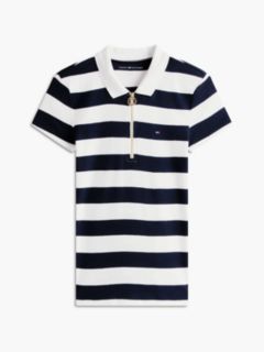 Slim Fit Rugby Striped Zip Polo — Navy Stripe 5